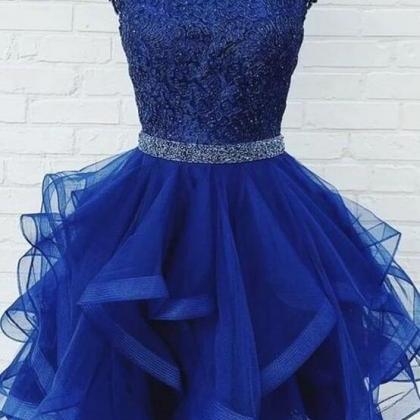 Royal Blue Short Lace Homecoming Dresses