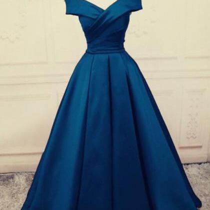 V-neck Off The Shoulder Long Satin Evening Gowns on Luulla