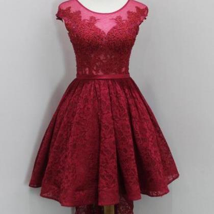 High Low Burgundy Prom Homecoming Dresses