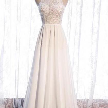 Halter A-line Chiffon Prom Dress, Style Party..