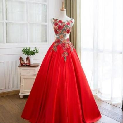 Beauty Handmade Embroidery A Line Long Prom Dress