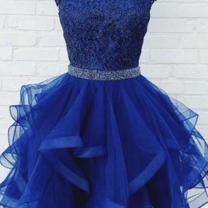 Royal Blue Beading Sweetheart Short Dress With Ruffles Homecoming Dress
