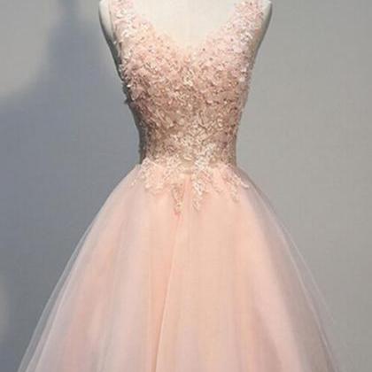 Blush Pink Homecoming Dresses.lace Prom Dresses
