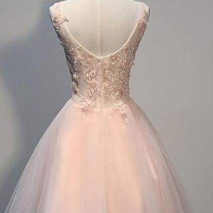 Blush Pink Homecoming Dresses.lace Prom Dresses