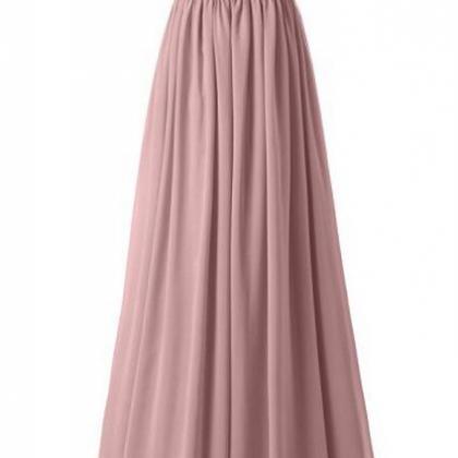 Dusty Pink One-shoulder Chiffon Bridesmaid Dress