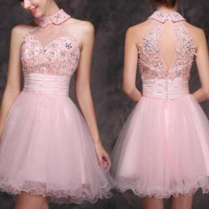 Lovely Pink Tulle Homecoming Dresses, Short Prom..