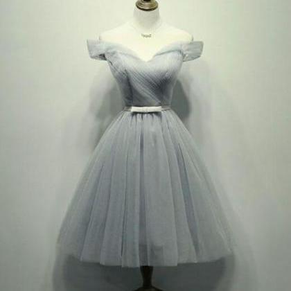 Gray Tulle Short Homecoming Dress
