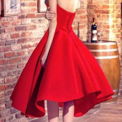 Lovely High Low Red Sweetheart Prom Dress