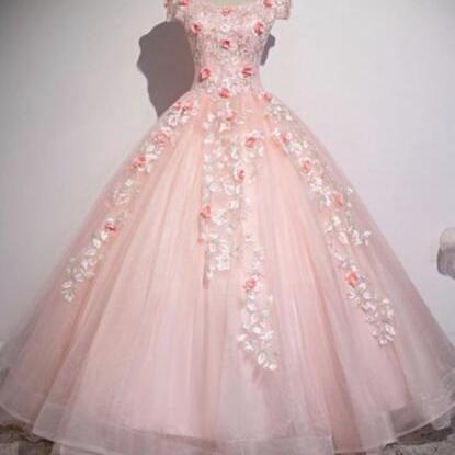Ball Gown Pink Lace Quinceanera Dress Sweet..