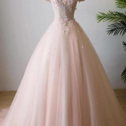 A Line Ball Gown Pearl Pink Prom Dress/evening..
