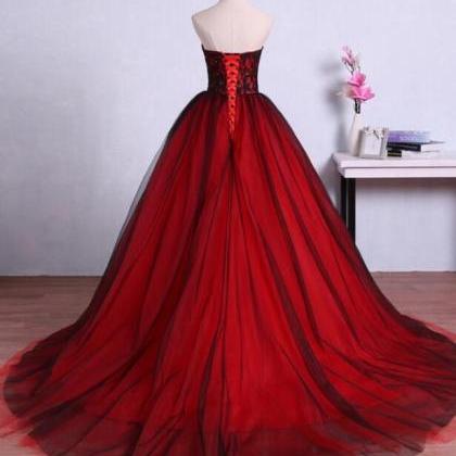 Charming Sweetheart Red Ball Gown Prom Dresses..