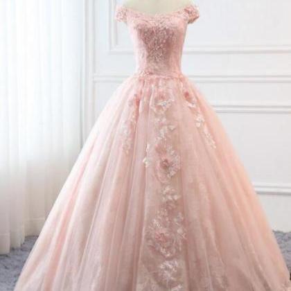 Ball Gown Light Pink Prom Dress Long Quinceanera..