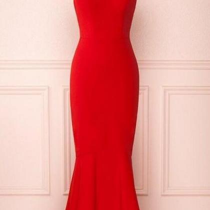 A Line Straps Red Cross Back Prom D..