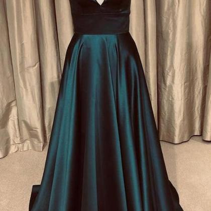 A Line Deep V Neck Backless Lace Prom Dresses With Sash, Party Dresses, PL561