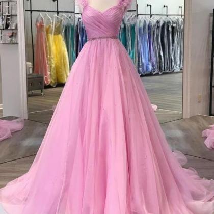 A Line Sweetheart Pink Long Prom/evening Dress