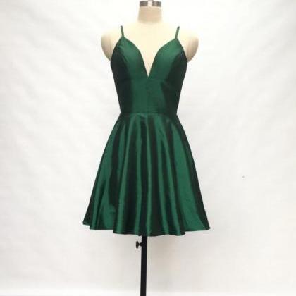 Charming Spaghetti Straps Emerald Green V Neck Mermaid Long Party Dress Prom Gown D1622 main image 1