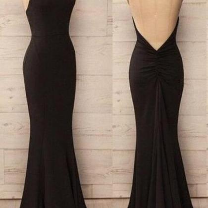 Chiffon Mermaid Open-Back Beaded Sparkle Sleeveless Long Prom Dress, FC200