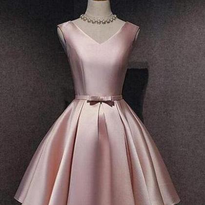 Lovely Dark Pink Short Satin Homecoming Dress