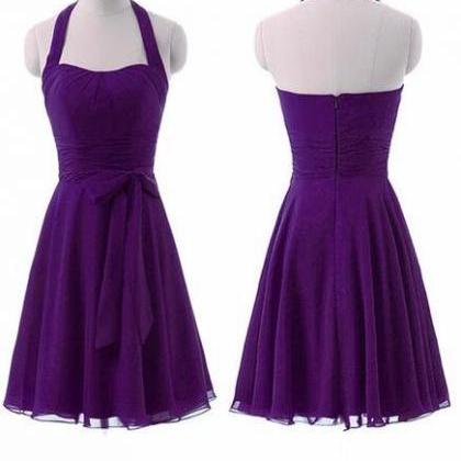 Pretty Purple Short Halter Party Dress