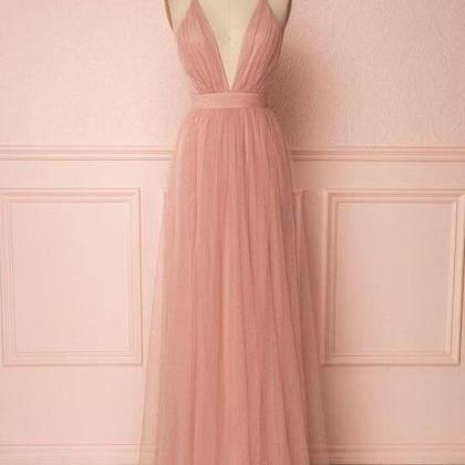 Dusty Pink Sparkly Bead Top Chiffon A-line Prom Dress main image 0