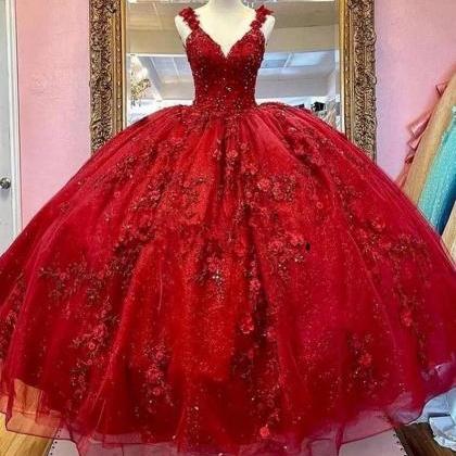 A  Line Tea Length Ivory 3D Flowers Prom Dresses, 3D Flowers Tea Length Ivory Formal Evening Homecoming Dresses main image 0