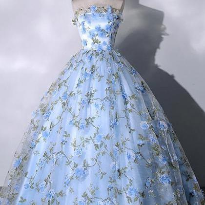 Formal Ball Gown Sweetheart Velvet Tulle Flowers Long Prom Dress, Evening Dress
