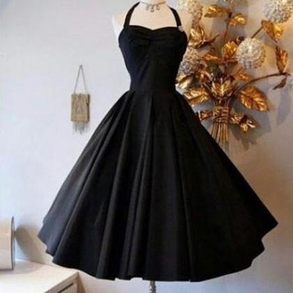 Elegant Halter A-Line Black Long Prom Dress with Lace-Up Back main image 1
