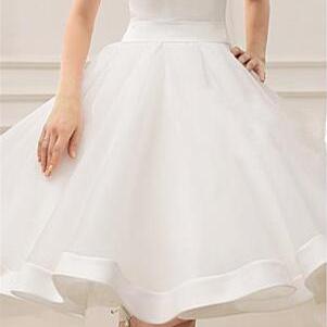 Cute White Short Backless Prom Dress With Bowknot