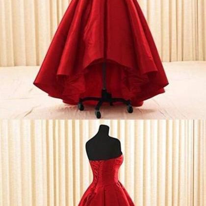 Elegant High Low A-line Sweetheart Stretch satin Prom Dress