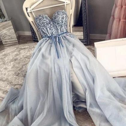 Lovely Off Shoulder Beaded Tulle Prom Dress Party Dress, Beaded A-line Evening Dresses