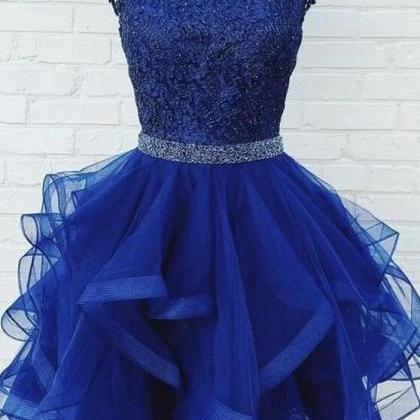 Sexy Short Royal Blue Lace Homecoming Dress