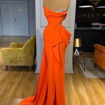 Sheath Orange Party Dress Sequins Formal Dress