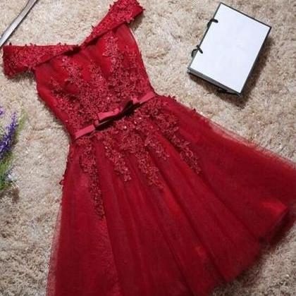 Red Buble Off Shoulders Lace Tight Short Homecoming Dress main image 1