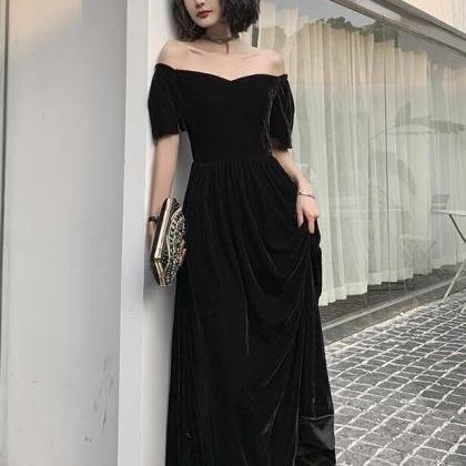 Sexy Off-shoulder Velvet Long Evening Dress