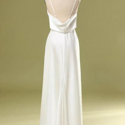 Spaghetti Straps V-Back Lace Floor Length Prom Dress With Split main image 1