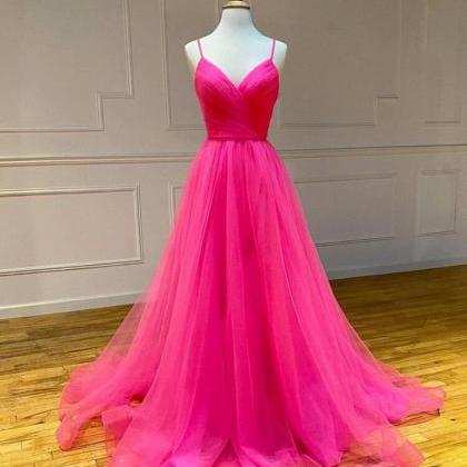 Chic Pink and Black Satin with Tulle Prom Dress, A-line Long Party Dress main image 1