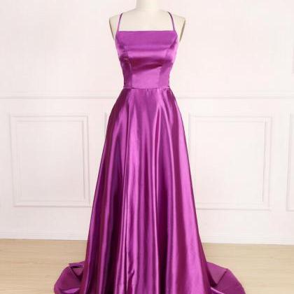 Mermaid Backless Purple Prom Dress With Tie
