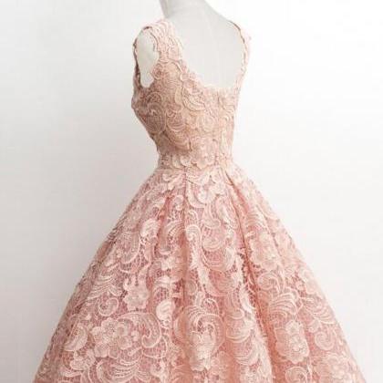 A Line Scalloped Edge Pink Short Homecoming Dress