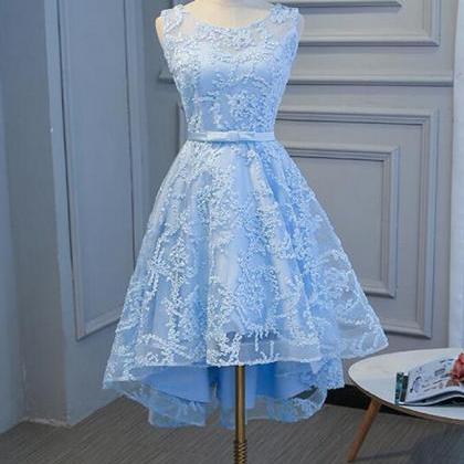 Simple Blue High Low Fashionable Short Homecoming..