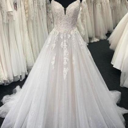 Mermaid Ivory Tulle Lace Long Wedding Dress