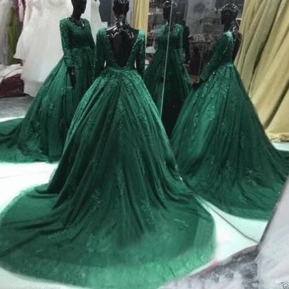 Mermaid Lace Aplique Green Elegant Prom Dresses