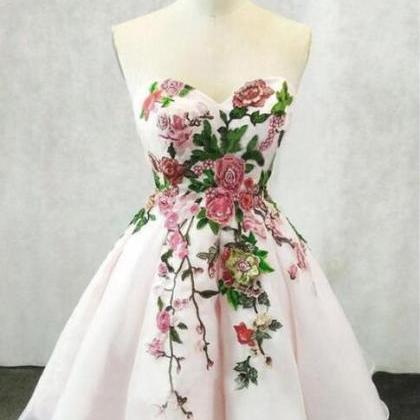 Cute Pink Organza Sweetheart Short Prom Dress