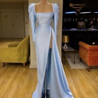 Simlpe Blue Long Prom Dress, Evening Dress