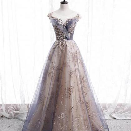 Cute A Line Tulle Sequins Prom Dress Evening Dress