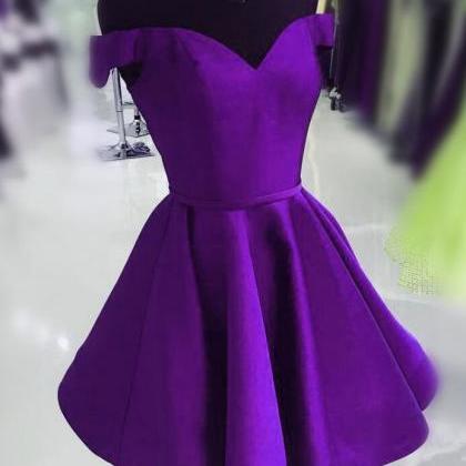 Fairy Off The Shoulder Purple Satin A Line Long Party Dress 18th Birthday Outfits main image 1