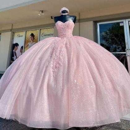 Sweetheart Ball Gown Light Pink Quinceanera..