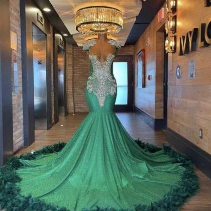 Charming Sequin Long Green Prom Evening Dresses