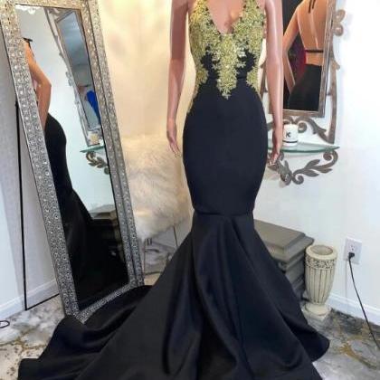 Sexy Halter Backless Black Prom Dresses Lace..