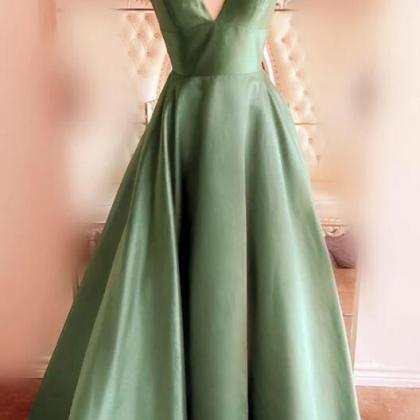 Princess Floor Length Sage Green Prom Dresses