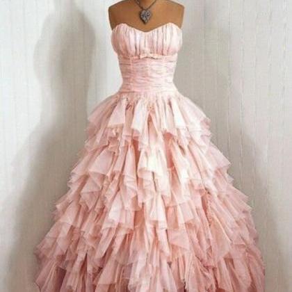 Sweetheart Pink Prom Dress Ball Gowns Prom Dress..
